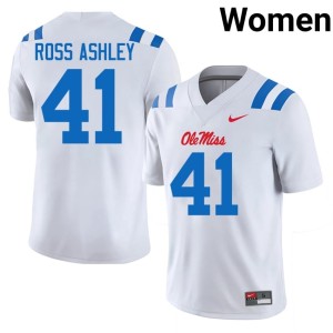 #41 White Women Player John Ross Ashley College Football Forward Rebels Jerseys 186160-840