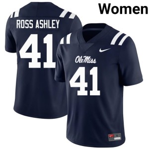 #41 Navy High School College Football Women Ole Mississippi John Ross Ashley Jersey 104200-523