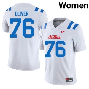 #76 John Wayne Oliver White High School Mississippi Rebels Women College Football Jerseys 506911-174
