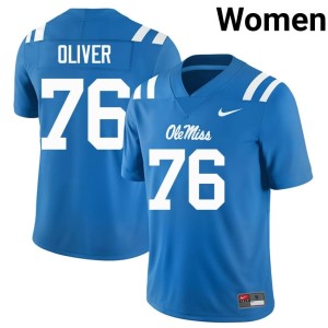 #76 Women Miss Rebels Alumni College Football John Wayne Oliver Powder Blue Jerseys 735378-257