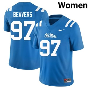 #97 Kamron Beavers College Football Powder Blue Alumni UM Rebels Women Jersey 576321-257