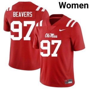 #97 College Football Kamron Beavers Miss Rebels Red University Womens Jerseys 706095-244