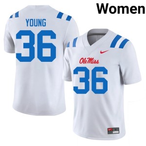 #36 Keon Young College Football Women's White Alumni Ole Mississippi Jerseys 487233-744