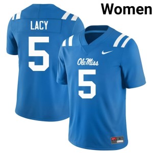 #5 College Football Women Kewan Lacy Ole Miss Powder Blue NCAA Jerseys 532090-867
