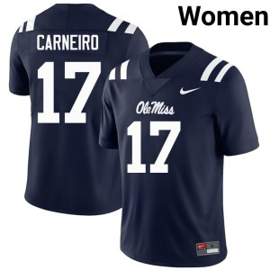 #17 Ole Miss College Football Lucas Carneiro Navy 2026 Women Jerseys 543091-548