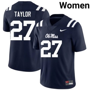 #27 Womens Macaleb Taylor College Football Limited Navy Forward Rebels Jersey 319962-529