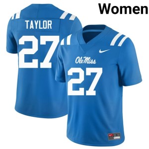 #27 Powder Blue Rebels Macaleb Taylor Official College Football Women's Jerseys 984900-855