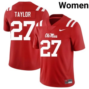 #27 Red Women's College Football University of Mississippi Embroidery Macaleb Taylor Jersey 786610-760