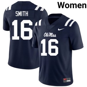 #16 Navy Miss Rebels Embroidery College Football Women Maealiuaki Smith Jersey 248494-645