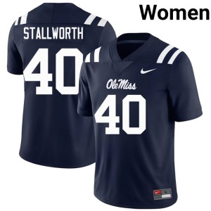 #40 Miss Rebels College Football Micah Stallworth Navy Women's Alumni Jersey 703650-796