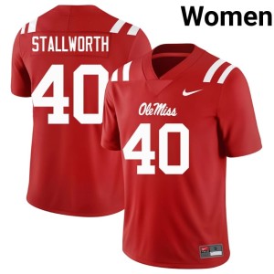 #40 Red Micah Stallworth College Football University of Mississippi Womens Alumni Jersey 597158-373
