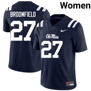#27 Women's Pat Broomfield College Football Stitched Ole Miss Navy Jerseys 462337-379