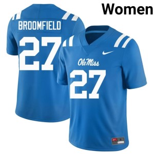 #27 Ole Miss Womens 2026-27 Powder Blue Pat Broomfield College Football Jersey 899235-937