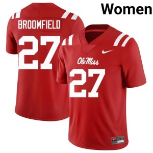 #27 Red Ole Miss Rebels Pat Broomfield Womens NCAA College Football Jerseys 726528-306