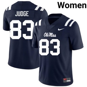 #83 NCAA Womens Sean Judge Forward Rebels Navy College Football Jersey 743822-238