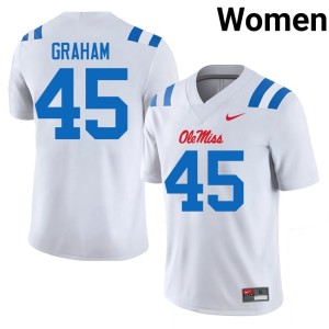 #45 Women White Talib Graham College Football Game Forward Rebels Jerseys 645097-424