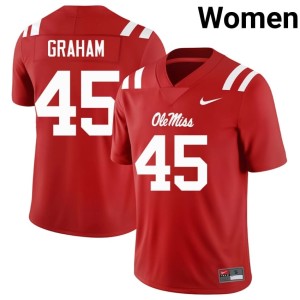 #45 Talib Graham Women College Football UM Rebels Player Red Jersey 427061-604