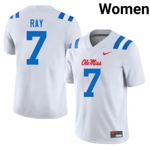 #7 University of Mississippi Player Women College Football Traylon Ray White Jerseys 237409-575