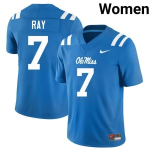 #7 Mississippi Women's Traylon Ray Powder Blue University College Football Jersey 749015-130