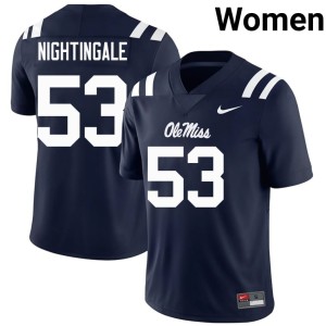#53 Ole Mississippi Rebels Navy Trey Nightingale College Football Player Women's Jersey 368913-628