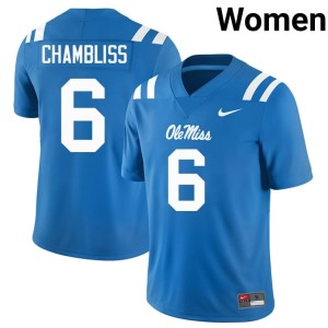 #6 Miss Rebels Trinidad Chambliss Powder Blue Women's Embroidery College Football Jerseys 947217-497
