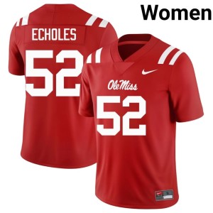 #52 Miss Rebels Will Echoles Red College Football High School Women Jerseys 297564-385