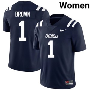 #1 Rebels Women's Player Navy College Football A.J. Brown Jerseys 398247-582