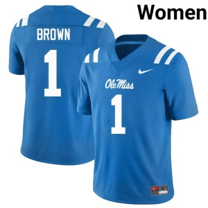 #1 A.J. Brown Womens Alumni College Football Powder Blue UM Rebels Jersey 479988-656