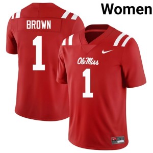 #1 College Football A.J. Brown Women's NCAA Mississippi Red Jerseys 145960-869