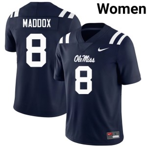 #8 Navy AJ Maddox Rebels Women College Football University Jerseys 471939-533