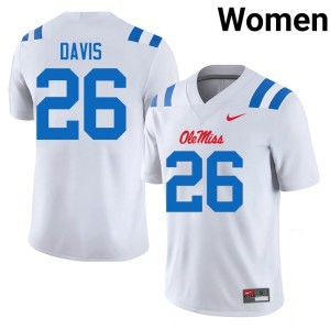 #26 Ant Davis White Ole Miss Embroidery College Football Womens Jersey 583746-853