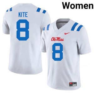 #8 Antonio Kite Replica White Women College Football University of Mississippi Jersey 758782-855