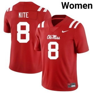 #8 College Football Red Mississippi Women Antonio Kite Limited Jerseys 300162-169