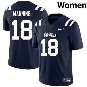 #18 College Football Ole Miss Archie Manning Womens Game Navy Jersey 265919-911