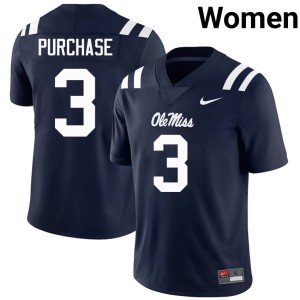 #3 Womens Replica Blake Purchase College Football Navy Ole Mississippi Jerseys 443158-253