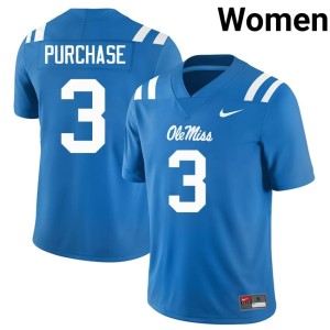 #3 Powder Blue Blake Purchase Limited Women's College Football UM Rebels Jerseys 583792-772