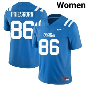#86 Women Player College Football Miss Rebels Brady Prieskorn Powder Blue Jerseys 641816-467