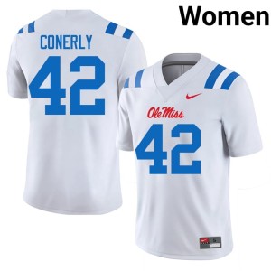 #42 Hotty Toddy Player Charlie Conerly College Football White Womens Jersey 639938-661
