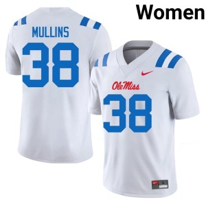 #38 Chucky Mullins White UM Rebels College Football Embroidery Womens Jersey 150376-979