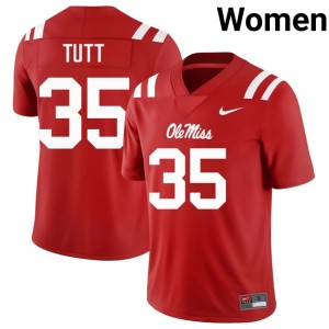 #35 Mississippi Rebels Women Red Stitched Craig Tutt College Football Jersey 499222-908