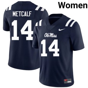 #14 College Football 2026-27 DK Metcalf UM Rebels Womens Navy Jersey 535728-351