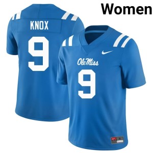 #9 College Football Dawson Knox Powder Blue Mississippi Rebels Womens Embroidery Jersey 176393-885