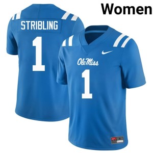 #1 Powder Blue Women University De'Zhaun Stribling College Football Ole Miss Rebels Jerseys 393370-551