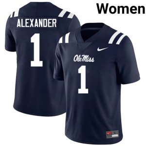 #1 Navy College Football Ole Miss Rebels Womens Deuce Alexander High School Jersey 492950-360