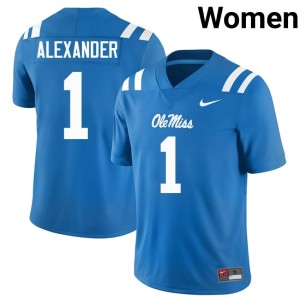 #1 Limited College Football Women University of Mississippi Deuce Alexander Powder Blue Jersey 572888-796