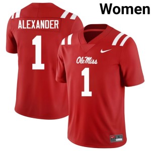 #1 Ole Mississippi Player College Football Women's Deuce Alexander Red Jerseys 491458-661