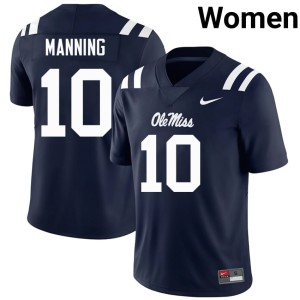 #10 College Football Women Official Eli Manning Ole Miss Navy Jerseys 655276-153