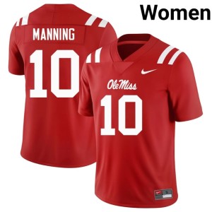 #10 Eli Manning University of Mississippi Official Red Women College Football Jerseys 591888-626