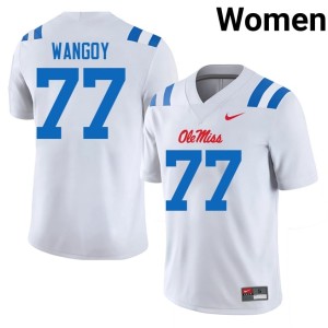 #77 Womens College Football Enoch Wangoy White High School University of Mississippi Jerseys 349424-674