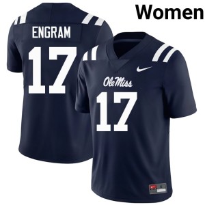 #17 College Football Embroidery Evan Engram Navy Womens Hotty Toddy Jersey 134927-511